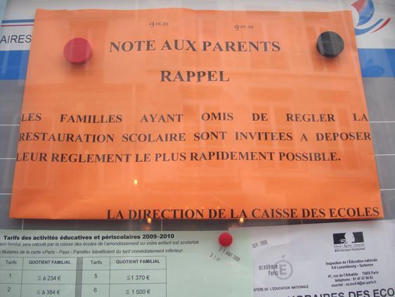 Les parents d'élèves ont réglé les frais de cantine avant la fin de l'année scolaire 2009-2010