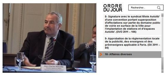 Jean-Charles Bossard lors du conseil d'arrondissement le 7 juin 2011 retransmis en direct sur Internet (c) Mairie du 6e arrondissement.