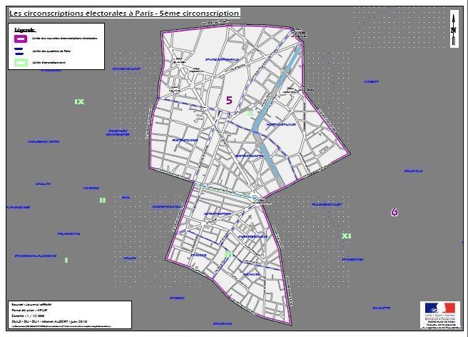 La 5e circonscription de Paris (c) Ministère de l'intérieur.