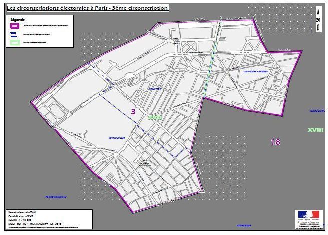 La 3e circonscription de Paris (c) Ministère de l'intérieur.