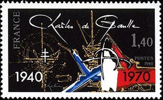 L' Appel du 18 juin 1940 - commémoration de la mort du Général de Gaulle en 1970, par Georges Mathieu.