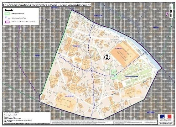 La 2e circonscription dans le 5e arrondissement (c) Ministère de l'Intérieur.
