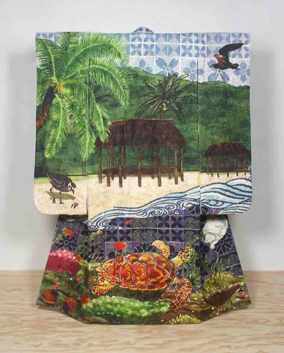 Yuki Kihara, first kimono from the series Samoa no uta (Vasa - Ocean) 2019 © Yuki Kihara and Mitford Galleries, Dunnedin, Auckland