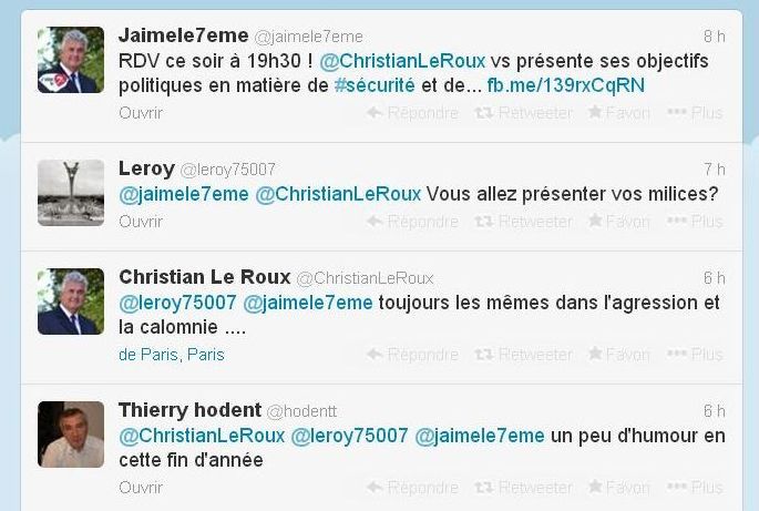 Echanges sur Twitter le 3 décembre 2013 (c) capture d'écran