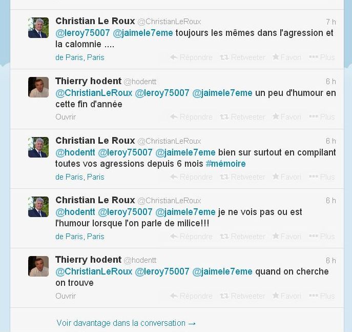 Echanges sur Twitter le 3 décembre 2013 (c) capture d'écran