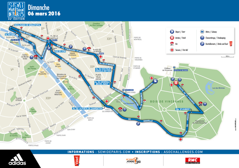 Le parcours du semi-marathon pour les Chrétiens d'Orient le 6 mars 2016 à Paris © Association SOS Chrétiens d'Orient. Le parcours du semi-marathon pour les Chrétiens d'Orient le 6 mars 2016 à Paris © Association SOS Chrétiens d'Orient.