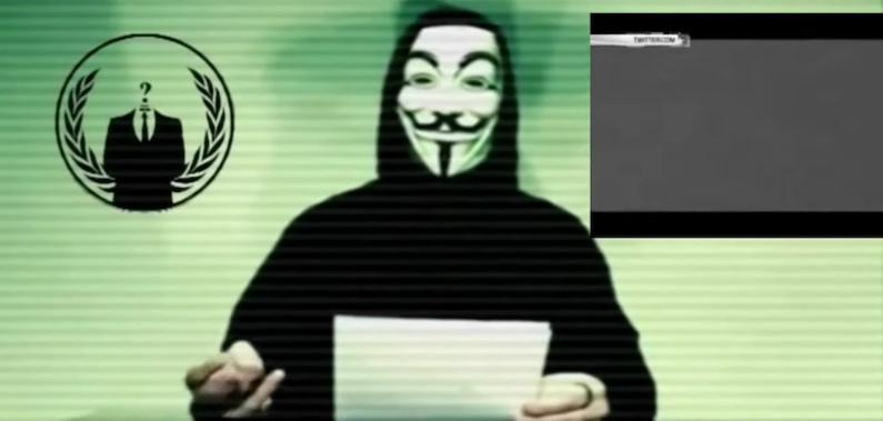 Message des Anonymous en direction de Daesh Etat Islamique © Capture d'écran Anonymous - You Tube. Message des Anonymous en direction de Daesh Etat Islamique © Capture d'écran Anonymous - You Tube.