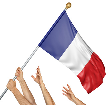 Seuls les drapeaux tricolores sont autorisés par les organisateurs de la manifestation © Kagenmi