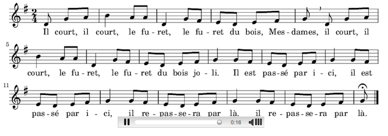Musique et parles de la chanson Il court, il court le Furet © Wikipedia
