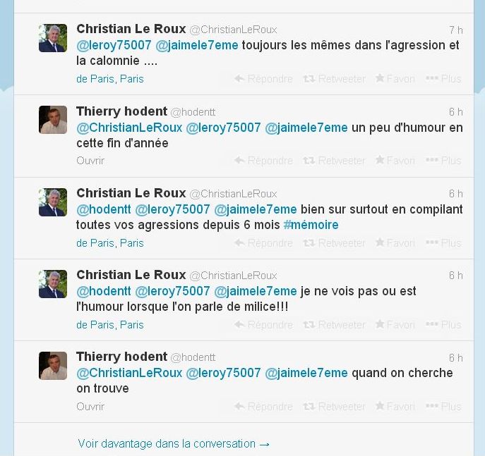 Echanges sur Twitter le 3 décembre 2013 (c) capture d'écran