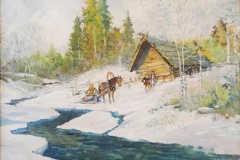 Lot 180 - Paysage de neige au traineau par  K. Korovine Etude E. Aubert